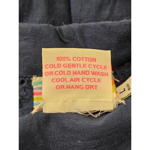 Gretchen Scott L Magnifico Dress Cotton Embroidered Navy Blue Tunic Shift EUC - Picture 9 of 9